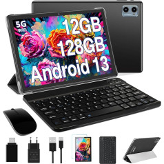 Oangcc 2023 planšetdators 10 collu Android 13 OS planšetdators, 12GB RAM + 128GB ROM (TF 1TB), 5G+2.4G WLAN | 2.0 GHz 8 kodolu | 5+8MP | BT 5.0 | BT 5.0 | AGPS | 6000mAh | Widgets | GMS sertificēti planšetdatori ar tastatūru -