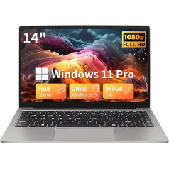 UDKED 14 collu klēpjdators, 8 GB RAM SSD Windows 11 Ultrabook, 1920 x 1080 pikseļi, Celeron N4100 (līdz 2,4 GHz), Dual WiFi, 2 x USB 3.0, četrkodolu dators (pelēks/8G + 1000 GB SSD)