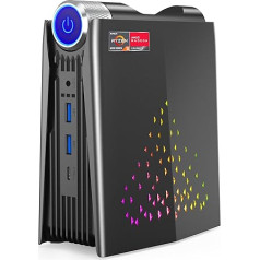 Gaming Mode Mini Gaming PC, AMD Ryzen 5 5600U (up to 4.2 GHz) 16GB DDR4 512GB SSD Windows 11 Pro Mini PC RGB Lighting Mini Desktop Computer, 3-Mode Adjustment, 4K HDMI DP Type-C WiFi5 Small PC