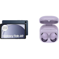 Samsung Galaxy Tab A9 Wi-Fi Android planšetdators, 64 GB krātuve, liels displejs, bagātīga skaņa, Simlock bez līguma, jūras kara flote, iekļauts Buds 2 Pro Purple ar caurspīdīgu korpusu