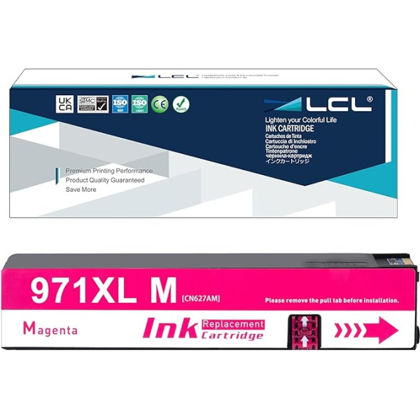 LCL suderinama rašalo kasetė 971XL 971 XL CN623AE CN627AE Didelio našumo pigmentinis rašalas (1 purpurinės spalvos), suderinama su HP Officejet Pro X451DN X451DW X476DN X476DW X551DW X576DW X576dn MFP