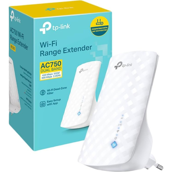 TP-Link RE190 AC750 bezvadu retranslators 433Mbps 5GHz balts