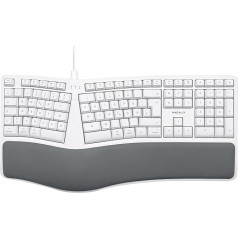 Macally MERGOKEY-DE Ergonomiska vadu USB-A tastatūra ar plaukstas balstu, vācu QWERTZ izkārtojums ar umlautiem