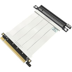 LINKUP - Ultra PCIe 4.0 X16 Riser kabelis (RTX4090, RX6950XT, x570, B550, Z690 testēts), ekranēts, vertikāls spēļu PCI Express Gen4 stiprinājums, taisns sieviešu savienotājs (10 cm), 3.0 Gen3 un TT saderīgs, balts