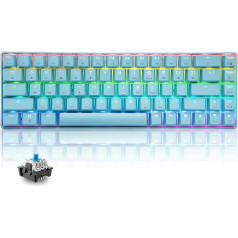 60% Mehāniskā mini tastatūra, kompakta, 68 taustiņi, USB C vadu RGB tastatūra, 18 krāsu varavīksnes aizmugurgaismojums, portatīva, saderīga ar PS4, Xbox, PC, klēpjdatoriem, Mac - zili/zili slēdži