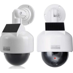 O&W Security 2x Dummy Camera Speed Dome Solar Dummy Camera ar viltus objektīvu un sarkanu LED gaismu Ūdensizturīga lietošanai iekštelpās un ārpus telpām