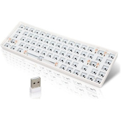 ASHATA bezvadu mehāniskās 2.4G tastatūras komplekts, DIY spēļu tastatūra, 5% izkārtojuma slēdzis, karstā nomaiņa, pielāgota spēļu tastatūra, ABS apvalks ar augstu cietības pakāpi, izturīga (balta)