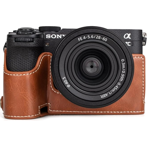 MUZIRI KINOKOO Sony A7C II futrālis - augstākās kvalitātes PU ādas pusfokuss ar rokturi un apakšējo atveri - perfekti saderīgs ar Sony Alpha 7C II/A7C II/A7C II/A7C II/A7C Mark II kamerām, brūns, stilīgs retro stils