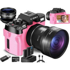 G-Digitālā kamera 4K fotogrāfijai, video blogiem 48 MP Youtube ar WiFi, kompakts displejs, pagriežams 180° leņķī, ar zibspuldzi, ceļojumu kamera, digitālā tālummaiņa