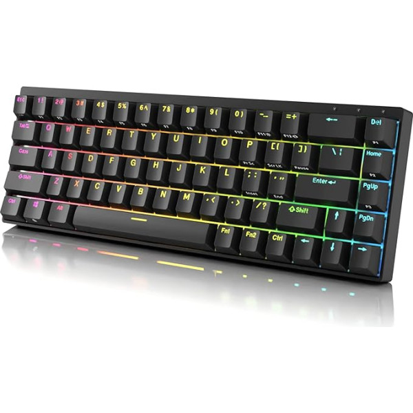 DURGOD Hades 68 mehāniskā spēļu tastatūra | 65% izkārtojums ANSI US - C tipa USB | Alumīnija korpuss | Double Shot PBT Cherry Profile (Gateron Silent Brown, melna)