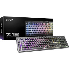 EVGA Z12 RGB spēļu tastatūra, RGB LED apgaismojums, 5 programmējami makro taustiņi, īpaši mediju taustiņi, ūdensizturīga, ASV izkārtojums 834-W0-12US-KR