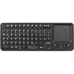 Rii Mini Bluetooth tastatūra ar skārienpaliktni, bezvadu tastatūra ar infrasarkano izstarojumu un fona apgaismojumu Android TV Box/Mac/Laptop/Windows/Tablet (vācu izkārtojums)