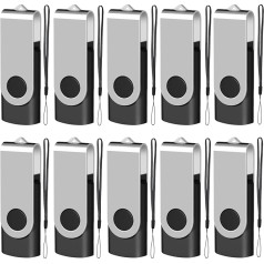 Retractable 4GB USB 2.0 Transmemory Memory Stick, Pack of 10, Black