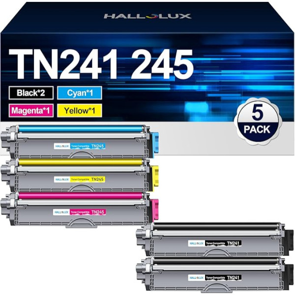 HALLOLUX TN241 TN241 TN245 TN-242 TN-246 Kompatible für Brother TN-241 TN-245 TN-245 TN242 TN246 Toner für Toner Brother DCP 9022CDW MFC-9332CDW MFC-9142CDN HL-3142CW HL-3152CDW DCP-9017CDW MFC-9342CDW (5 gab.)