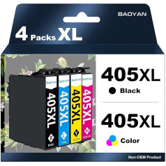 BAOYAN 405XL Multipack Compatible with Epson 405XL Printer Cartridges 405 XL for Epson Pro WF-4820 Cartridges WF-4820DWF WF-3820 WF-3820DWF WF-4825 WF-3825 WF-4830DTWF WF-7840DTWF WF-7830DTWF (4 Pack)