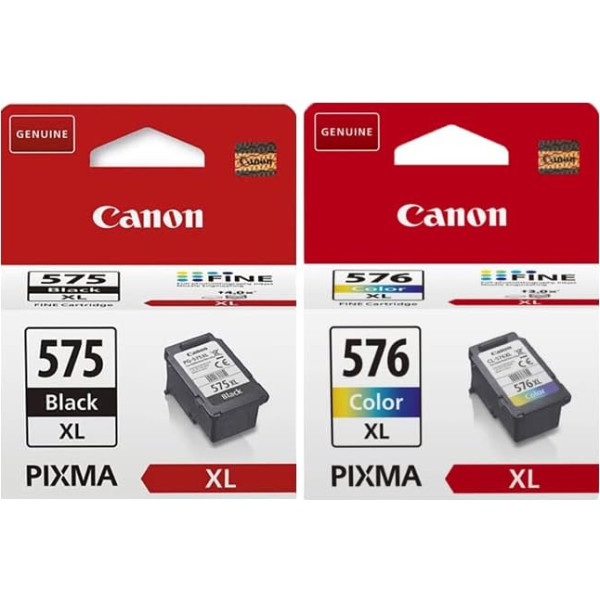 Canon PG-575XL melnās un CL-576XL krāsainās tintes kasetnes