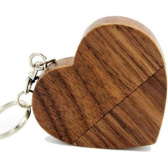 USB Stick 3.0 Solid Wood Heart for Photo Album Engagement Love Wedding Birthday Data Storage Gift Idea (Walnut, 128GB)