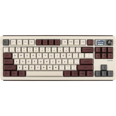 EPOMAKER Shadow-S mehāniskā tastatūra 1.14 ekrāna programmējama bezvadu tastatūra Bluetooth/2.4GHz/USB-C, 4000mAh, VIA, Thocky Keyboard Gaming priekš Win/Mac. (Balta, brūna, Mulan slēdzis)