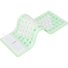 ASHATA Waterproof Silicone Keyboard, Foldable Flexible USB Dustproof Silent Keyboard 85 Keys, Lightweight and Portable, Soft, Comfortable to Use, for PC Laptops (Green)