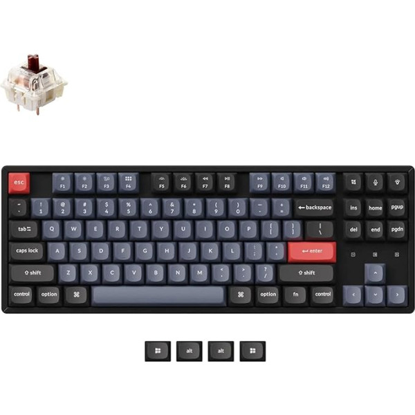 Keychron K8 Pro QMK/Via mehāniskā tastatūra Bezvadu karsti programmējama TKL ar Gateron G Pro Brown Switch RGB Light PBT taustiņiem Mac Windows Linux ierīcēm