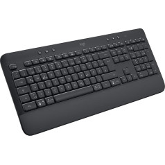 Logitech Signature K650 Comfort bezvadu tastatūra ar plaukstas balstu, BLE Bluetooth/Logi Bolt USB uztvērējs, Soft Touch tastatūra, Numpad, PC/Windows/Mac, itāļu QWERTY - pelēka