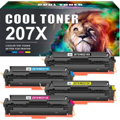 207X 207A M283fdw Toneris suderinamas su HP 207X 207A W2210X, skirtas Color Laserjet Pro MFP M283fdw M282nw M283fdn Color LaserJet Pro M255dw M255nw W2211X W2212X W2213X Juodas žydras 4 pakuotės 4 pakuotės