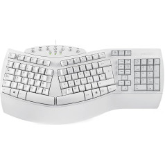 Perixx PERIBOARD-512W ES USB Teclado Ergonomico - 49,09 x 23,2 x 4,97 см - Blanco - QWERTY Español