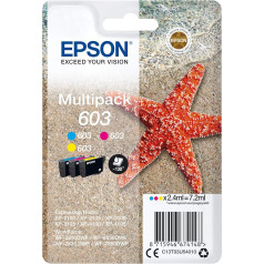 Epson Original 603 Starfish tintes daudzpakete 3 krāsu standarta, WF-2820DWF WF-2830DWF WF-2840DWF WF-2850DWF XP-2100 XP-2150 XP-3100 XP-3150 XP-4100 XP-4100 XP-4150, ReadyPrint Flex tintes tarifi