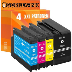 Gorilla Ink ® -Patrone XXL 4 x rašalo kasetė, suderinama su HP 932XL 933XL Officejet 6100 6100 6100 E-Printer 6600 6600 E