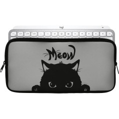 kwmobile Keyboard Case saderīgs ar Logitech Mx Keys Mini Wireless - neoprēna aizsargvāciņš tastatūrai - Cat Meow Grey Black