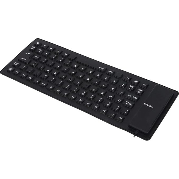 KIMISS Roll-up tastatūra Bezvadu elastīga bezvadu tastatūra Silikona pilnībā noslēgta konstrukcija Viegla, pārnēsājama, klusa, mīksta, ērta USB vadu silikona tastatūra datoram (melna)