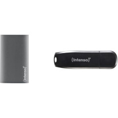 Intenso 3823440 Premium Portable 256GB ārējais SSD cietais disks (USB 3.0 Aluminium), antracīts un Speed Line - 128 GB atmiņas karte - USB Stick 3.2 Gen 1x1, melns