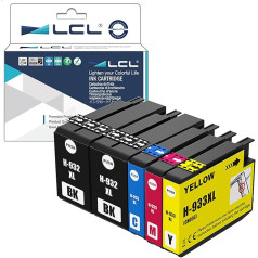 LCL 932XL 933XL C2P42AE CN053AE CN054AE CN055AE CN056AE (5Stücke 2Schwarz 1Cyan 1Magenta Gelb) Tintenpatrone Kompatibel für HP Officejet 6100/6600/6700/7110/7610/7612/7510