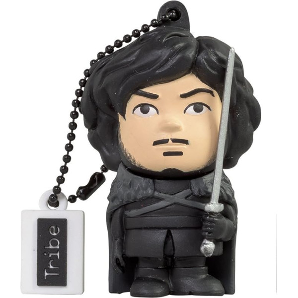 Tribe Game of Thrones Jon Snow USB Stick 16GB Speicherstick 2.0 High Speed Pendrive Memory Stick Flash Drive, Lustige Geschenke 3D Figur, USB Gadget aus Hart-PVC mit Schlüsselanhänger - Schwarz