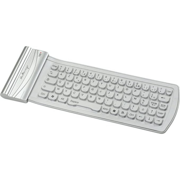 Halterrego Tastatur Bluetooth in Silikon Weiss AZERTY Silber