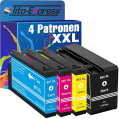 Tito-Express 4 kasetnes XXL Piemērotas HP 950 XL un 951 XL pigmenta tintei | Piemērotas HP OfficeJet Pro 276DW 251DW 8610 8660 8640 8630 8600 Plus 8616 8100 8600 8620 8615 8622 5 860 0 US