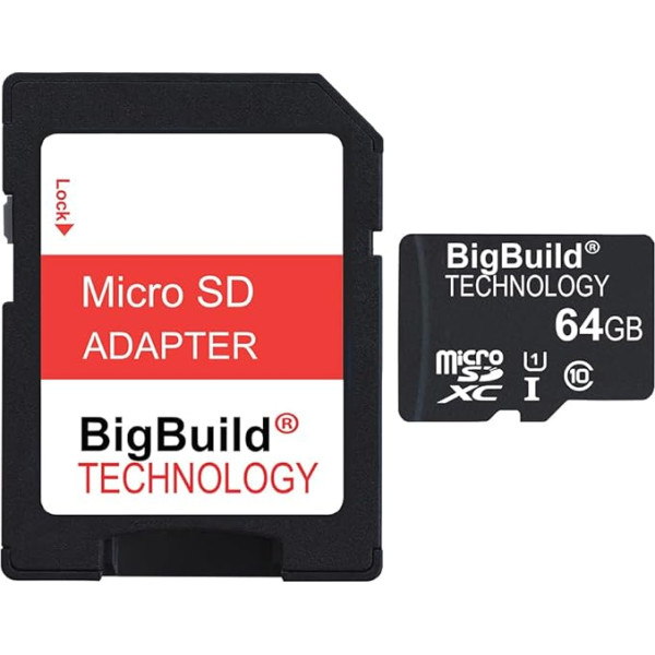 BigBuild Technology 64GB Ultra Fast microSDXC 80MB/s atmiņas karte priekš Huawei Y5 2019, Huawei Y5 Lite, Huawei Y5 Prime 2018 Mobile