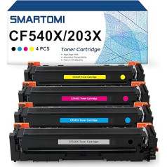 SMARTOMI CF540X 203X didelio našumo CF540X tonerio kasetės suderinamos su HP CF540X CF541X CF542X CF542X CF543X HP 203X Naudojamos su HP spalvotu lazeriniu spausdintuvu Jet Pro M254dw 254nw MFP M281fdw 281fdn 280nw