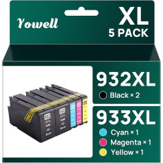 932XL 933XL kasetnes, kas saderīgas ar HP 932 933 XL, paredzētas HP Officejet 6100 6600 6600 6700 7510 7610 7612 7110, 5 eksemplāru iepakojums