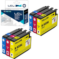 LCL 933XL augstas ražības tintes kasetne (2Cyan 2Magenta 2Yellow), kas ir saderīga ar HP Officejet 6100 6600 6700 7110 7610 7612 7510 7512