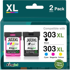 KINGJET 303 XL 303XL Multipack printeru kasetnes, kas paredzētas HP 303 printeru kasetņu nomaiņai, multipakete HP Envy 7830 printeru kasetnēm, kas paredzētas HP Envy Photo 6230 6232 6220 7130 7134 6234 6222 6255 6258