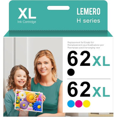 Lemero 62XL kasetnes, kas saderīgas ar HP 62 melnas krāsas kasetnēm HP Envy 5540 5544 5660 5640 7640 8000 OfficeJet 200 5740 5742 5744 8040 melnas krāsas printerim