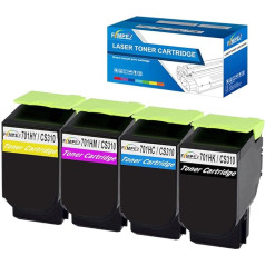 Fimpex atjaunota tonera kasetne Lexmark CS310dn CS310N CS410DN CS410DTN CS410DTN CS410N CS510DE CS510DTE 701HK/C/M/Y (melna/ciāna/smilts/dzeltena), 4 eksemplāru iepakojums