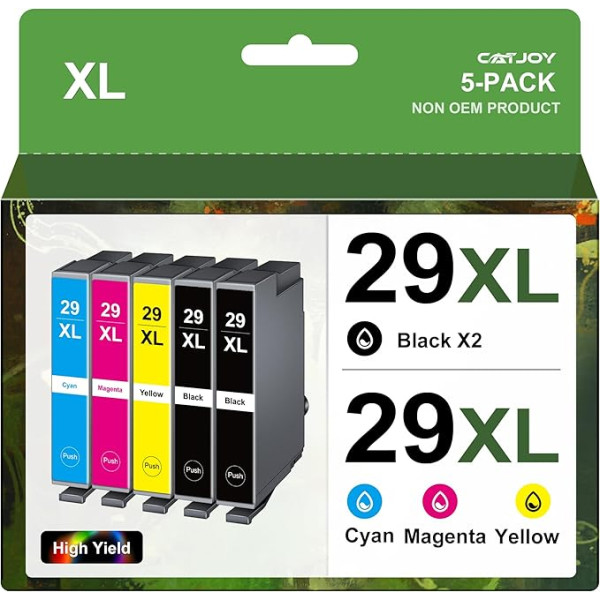 CATJOY 29XL tintes kasetne Epson 29XL 29XL Expression Home XP-335 XP-245 XP-345 XP-345 XP-352 XP-235 XP-342 XP-442 XP-432 XP-432 XP-435 XP-332 XP-445 (melna, ciāna, purpura, dzeltena, 5 gab.)