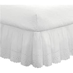 Svaigas idejas Eyelet Bed Valance Izšūtas Detaļas Klasisks 14 collu garuma stils, Kalifornijas karalis, balts