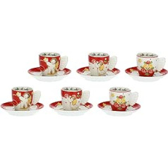 THUN - 6 kafijas tasīšu komplekts Sweet Christmas - Porcelāns - Ziemassvētku līnija - Dzīvošana, Mājas dekorēšana, Krūzes diametrs 6,5 cm; 5,5 cm; 110 ml; Apakštase Diametrs 11,5 cm