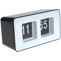 Anself Auto Flip Desk Wall Clock - Black / Large White Numbers on A Black Background