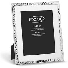 EDZARD Fano Picture Frame for Photo 15 x 20 cm Silver Plated Tarnish-Resistant with Velvet Backing Includes 2 Hangers Photo Frame for Standing and Hanging