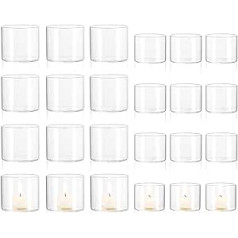 Candeldo Tea Light Holder Tea Light Glass Tea Light Glasses Candle Jars Pack of 24 Small Tea Lights Decoration for Christmas Wedding Advent Wreath