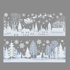 Davies Products Ltd 2 Long Snow Village Scene Window Stickers Christmas Winter Decoration Stick